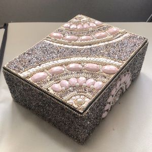 Handmade Traditional Jewelry Box with Pearls and Sequins